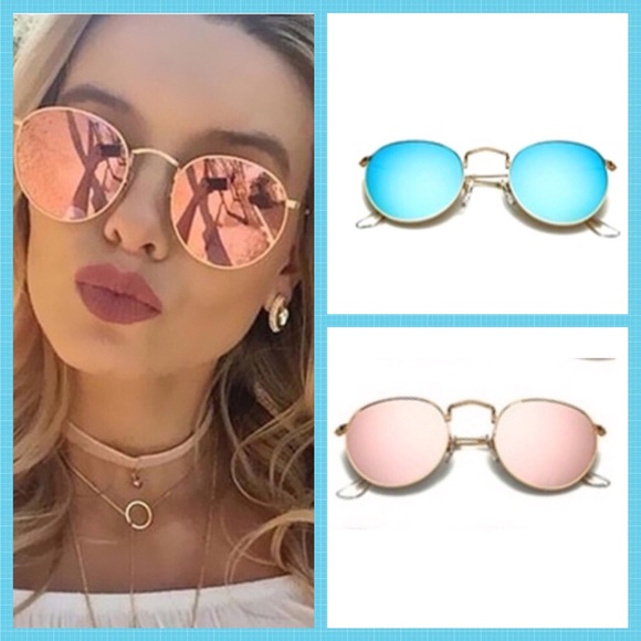 Charlie💋s Accessories - BLUE MIRRORED SUNGLASSES ROUNDISH FRAMES-NEW